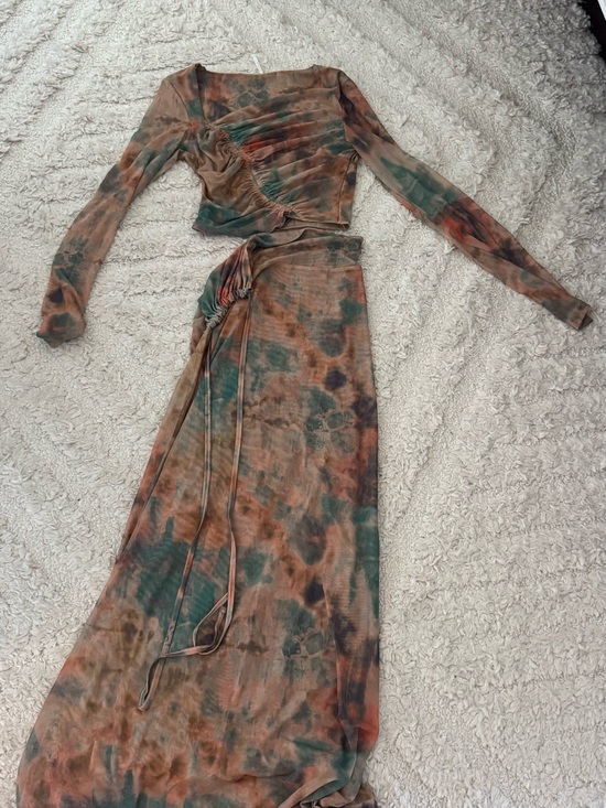 Free People Dresses & Skirts - Free People Two-Piece Tie-Dye Skirt Set in Brown & Green